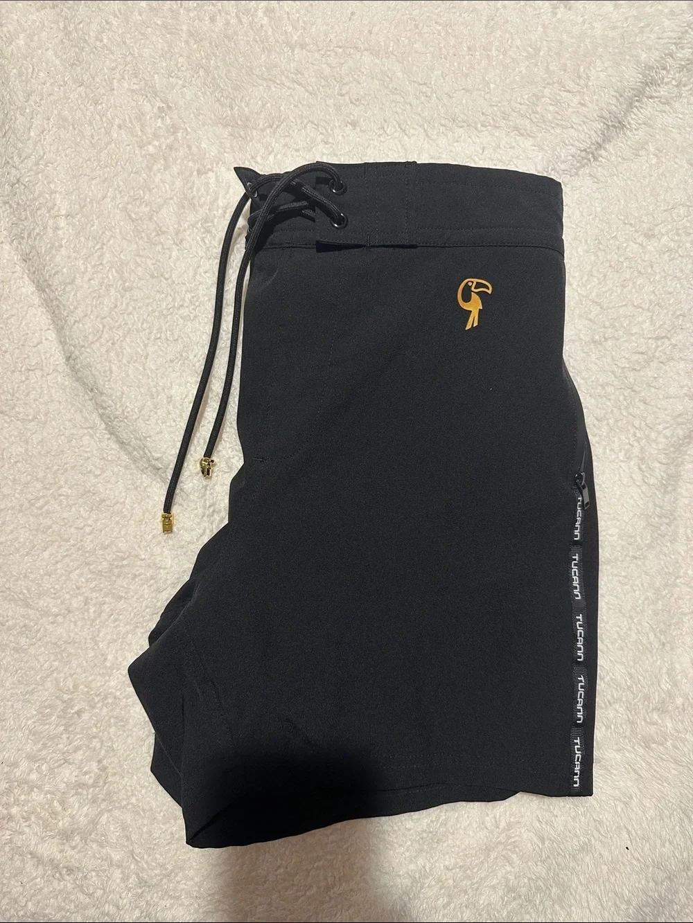 Tucann Men's Black Swim Trunks with Gold Accent